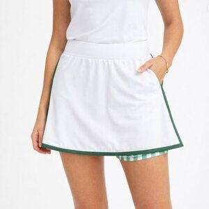 NWT Tuckernuck White and Green Gingham 14 Inch Elena Tennis Skirt Large